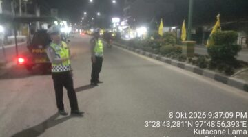 Polantas Aceh Hadir di Malam Hari, Satlantas Polres Aceh Tenggara Jaga Kelancaran Arus Lalu Lintas